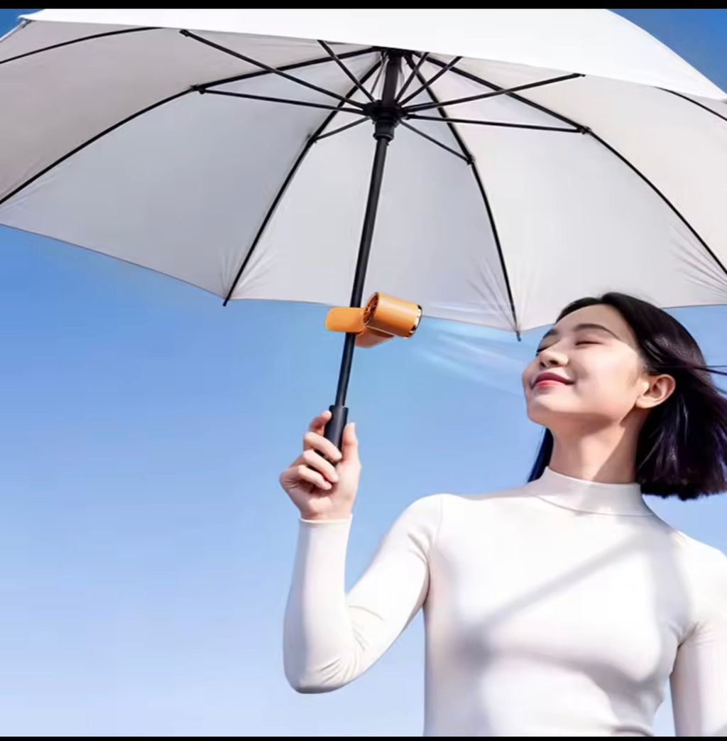 Portable Handheld Fan with Clip Umbrella Holder Function - Compact Personal Cooling Fan for On-the-Go Relief Silicone anti-slip