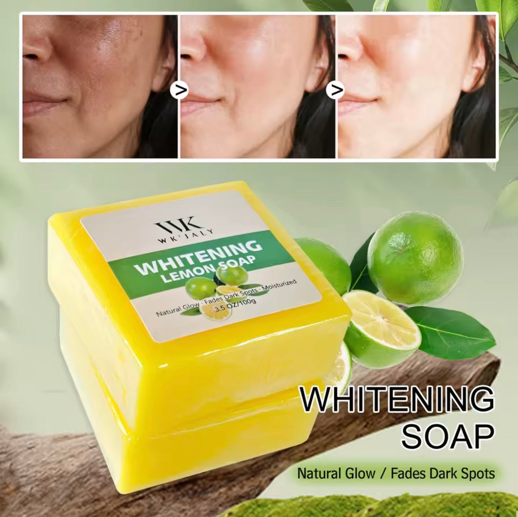 WK JALY Whitening Lemon Soap, Natural Glow, Fade Dark Spots, Moisturized, With Glutathione, Shea Butter Oil, For Face