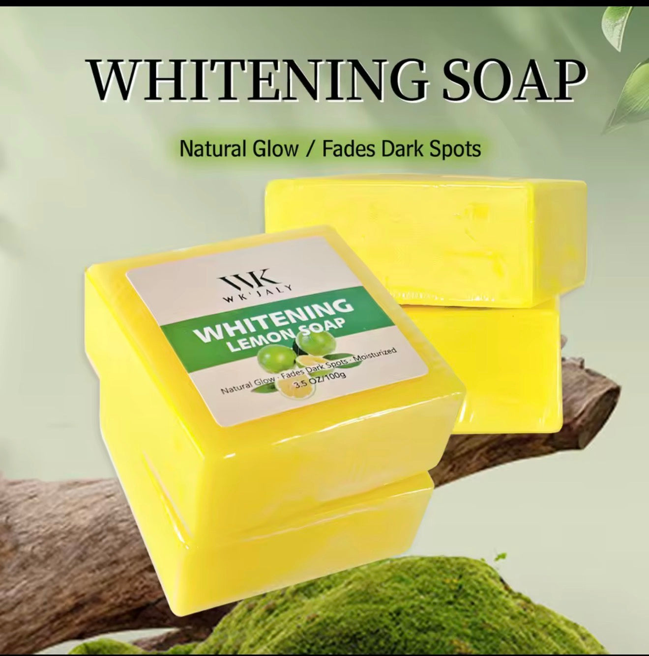 WK JALY Whitening Lemon Soap, Natural Glow, Fade Dark Spots, Moisturized, With Glutathione, Shea Butter Oil, For Face