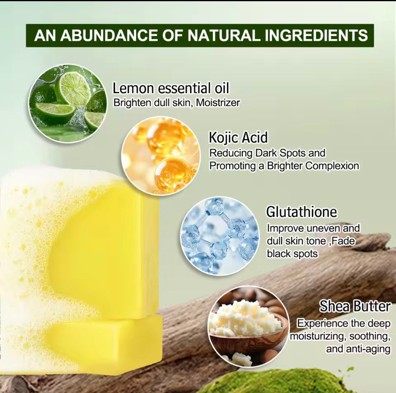 WK JALY Whitening Lemon Soap, Natural Glow, Fade Dark Spots, Moisturized, With Glutathione, Shea Butter Oil, For Face