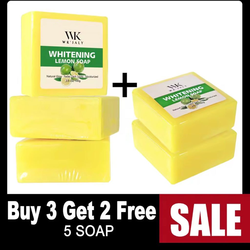 WK JALY Whitening Lemon Soap, Natural Glow, Fade Dark Spots, Moisturized, With Glutathione, Shea Butter Oil, For Face