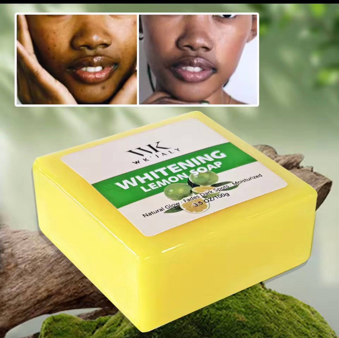 WK JALY Whitening Lemon Soap, Natural Glow, Fade Dark Spots, Moisturized, With Glutathione, Shea Butter Oil, For Face